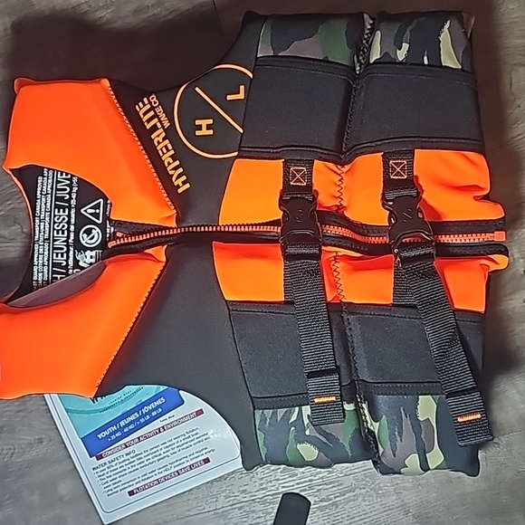 hyperlite Other - Hyperlite- Life Vest- Youth New With Tags- 55lbs-88lbs camo-orange-black-PFD